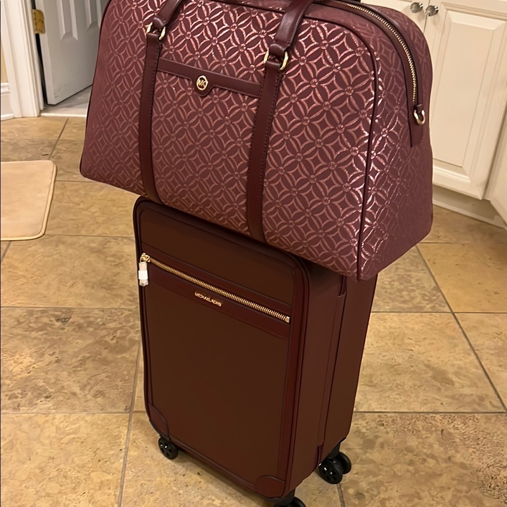 Michael Kors Patterned Burgundy Luggage Set